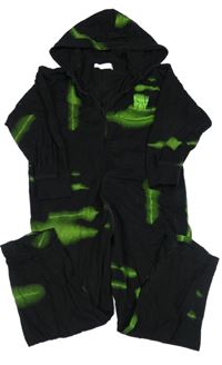 Černo-zelená vzorovaná bavlněná kombinéza s kapucí Zara