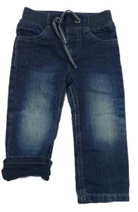 Tmavomodré podšité rifle s úpletovým pasem Lupilu