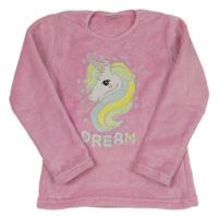 Růžová plyšová mikina s jednorožcem Kids