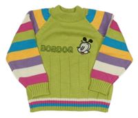 Světlezeleno-barevný svetr s nápisem a pejksem 