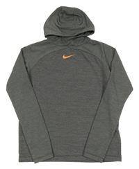 Šedá melírovaná sportovní mikina s logem a kapucí Nike