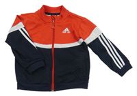 Tmavomodro-bílo-červená propínací sportovní mikina Adidas