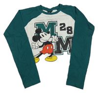 Bílo-zelené crop triko s Mickeym Disney