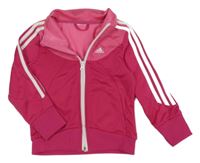 Růžovo-bílá propínací sportovní mikina s logem Adidas