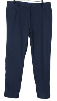 Pánské tmavomodré vzorované společenské slim fit kalhoty C&A