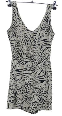 Dámský smetanovo-černý vzorovaný letní overal H&M