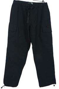 Pánské černé šusťákové cargo kalhoty s kapsami Denim 