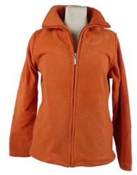 Dámská oranžová fleecová propínací mikina s kamínky Helena Vera 