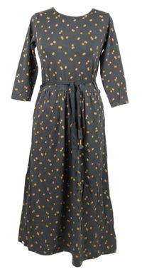 Dámské tmavošedé puntíkované bavlněné midi šaty s páskem Brakeburn 
