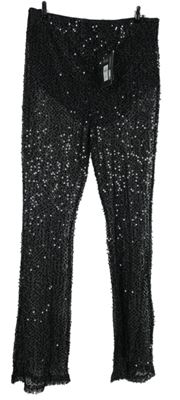 Nové - Dámské černé síťované tylové kalhoty s flitry Primark