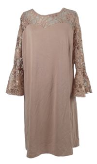 Dámské růžové šaty s krajkovými rukávy Bodyflirt 