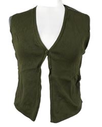 Nové - Dámská khaki svetrová propínací vesta Primark 