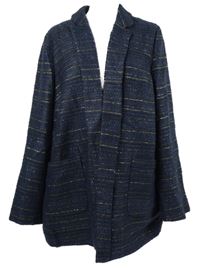 Dámský tmavomodrý třpytivý vlněný kabátový cardigán George 