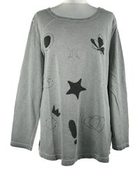 Dámské šedé triko s obrázky z kamínků