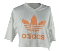 Dámské bílé sportovní crop tričko s logem Adidas 