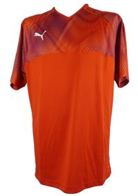 Pánské červené pruhované sportovní funkční tričko Puma 