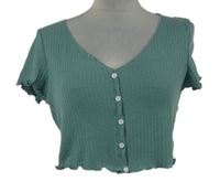 Dámské světlemodré žebrované crop tričko Shein 