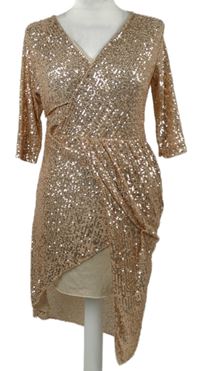 Nové - Dámské pudrové flitrové šaty 