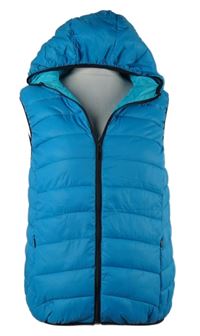 Dámská tyrkysová šusťáková zateplená vesta s kapucí FB Sister 