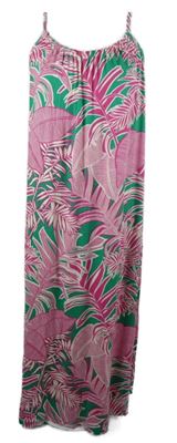 Nové - Dámské růžovo-zelené vzorované dlouhé šaty Papaya 