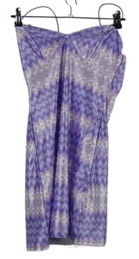 Nové - Dámské fialovo-růžové vzorované saténové šaty 