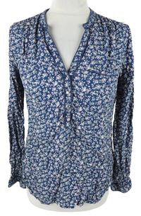 Dámská tmavomodrá kytičkovaná halenka 