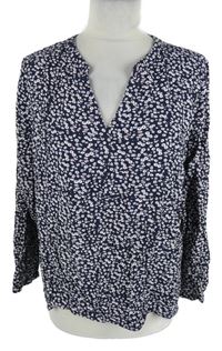 Dámská tmavomodrá kytičkovaná polo halenka Blue Motion 