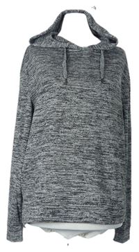 Dámský šedý melírovaný lehký svetr s kapucí Avenue 