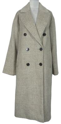 Dámský béžový vzorovaný vlněný kabát Primark 