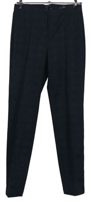 Dámské tmavomodré vzorované elastické kalhoty s puky Comma 
