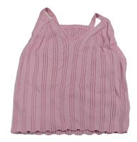 Světlerůžový žebrovaný úpletový crop top Shein