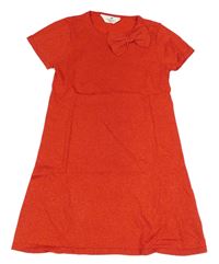 Červené třpytivé úpletové šaty s mašlí H&M