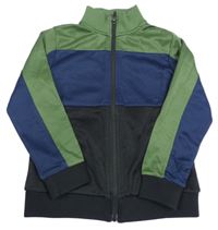 Zeleno-modro-černá sportovní propínací mikina zn. M&S