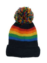 Tmavomodro-barevná čepice s proužky a bambulí F&F vel.98-116