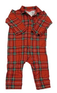 Červeno-bílo-zelený kostkovaný overal H&M