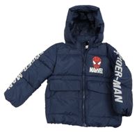Tmavomodrá šusťáková zimní bunda se Spidermanem a kapucí H&M