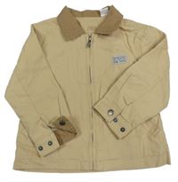 Béžová plátěná jarní bunda s nášivkou Zara