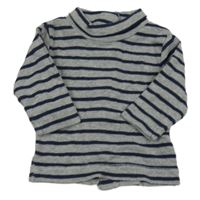 Šedo-tmavomodré pruhované triko 