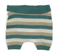 Petrolejovo-béžovo-bílé pruhované pletené kraťasy Alana