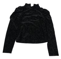 ČErné třpytivé sametové crop triko hema