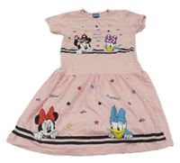 Světlerůžové bavlněné šaty s Minnie a Daisy Disney