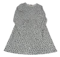 Šedo-růžové bavlněné šaty s leopardím vzorem