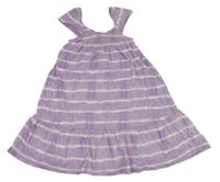 Fialovo-bílé pruhované šaty s volánky Topolino