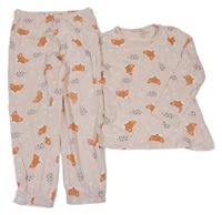 Světlerůžové pyžamo s liškami a květinami Kids
