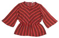 Červeno-černo-bílá pruhovaná halenka Lindex