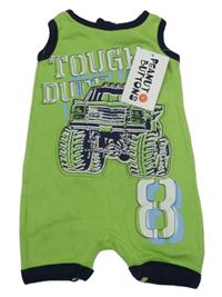 Nové - Zelený kraťasový overal s monster truckem Peanut Buttons