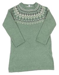 Světlezelené pletené šaty se vzorem Primark