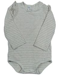 Šedo-bronzové pruhované body s volánky Topomini