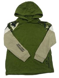 Khaki-béžovo-army mikina s kapucí Next 