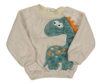 Světlebéžová chlupatá mikina s dinosaurem Shein